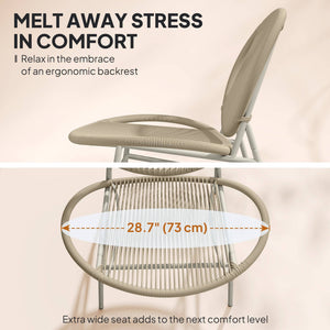 Ensemble bistrot en rotin, ensemble de 3 meubles de jardin, gris clair