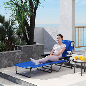 Folding Lounge Chair w/ Reclining Back, Dark Blue