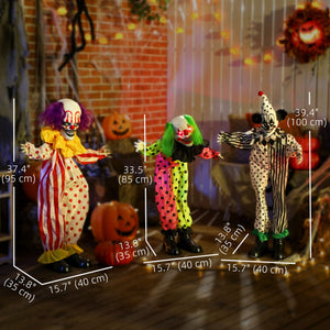 Life Size Stackable Halloween Animated Clown with Red Light Up Eyes, Sound Activated Scary Clown Halloween Decorations