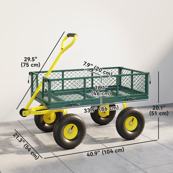 Chariot de jardin avec ridelles amovibles, vert