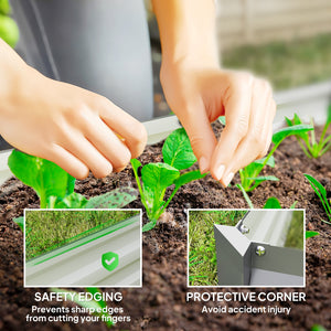 Lot de 2 jardinières surélevées galvanisées pour jardin, gris clair