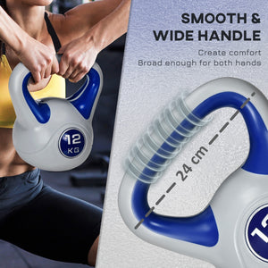 Kettlebell de 26 lb avec poignée large et base stable – Bleu foncé et gris