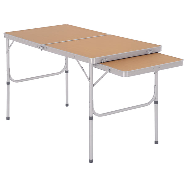 4ft Picnic Table with Slide Shelf Outdoor Portable Aluminum Folding Table 2 Adjustable Height Light-weight Camping BBQ Party Dining Table w/ Carrying Handle