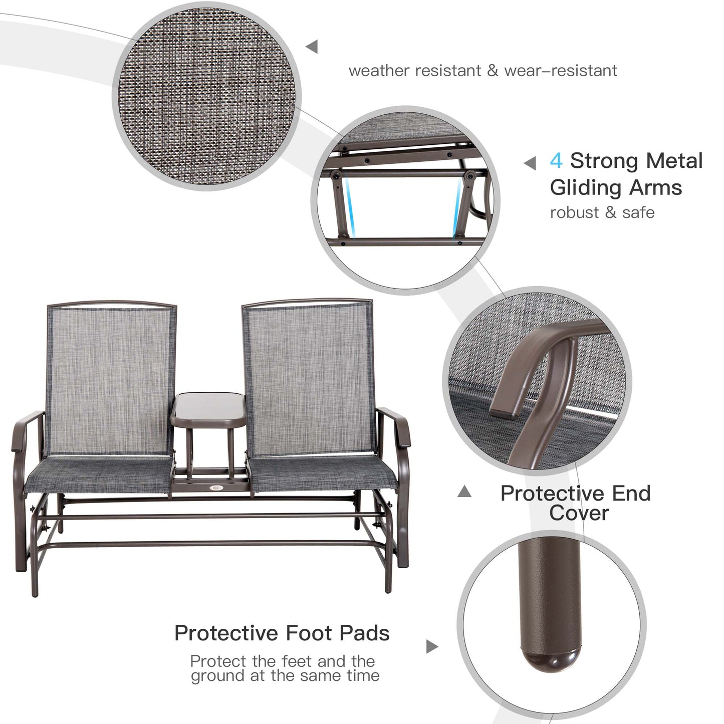 Outsunny 2-seater sliding garden bench