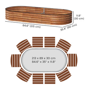 Jardinière d'extérieur surélevée galvanisée avec tuteur en métal, marron