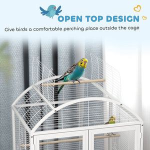 Cage à oiseaux de 76 cm avec plateau amovible et support à roulettes, gris foncé