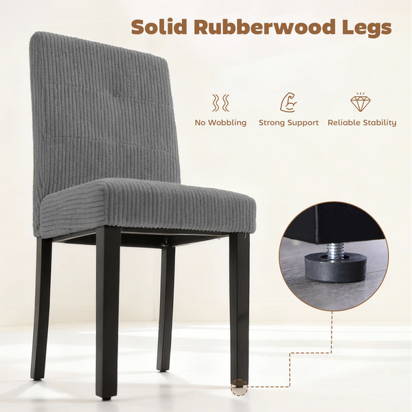 Ensemble de 4 chaises de salle à manger modernes avec pieds en bois d'hévéa et assise rembourrée, gris foncé