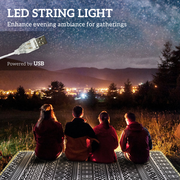 Outdoor Rug with USB Lights, Reversible, with Carry Bag, 3.66 m x 2.74 m