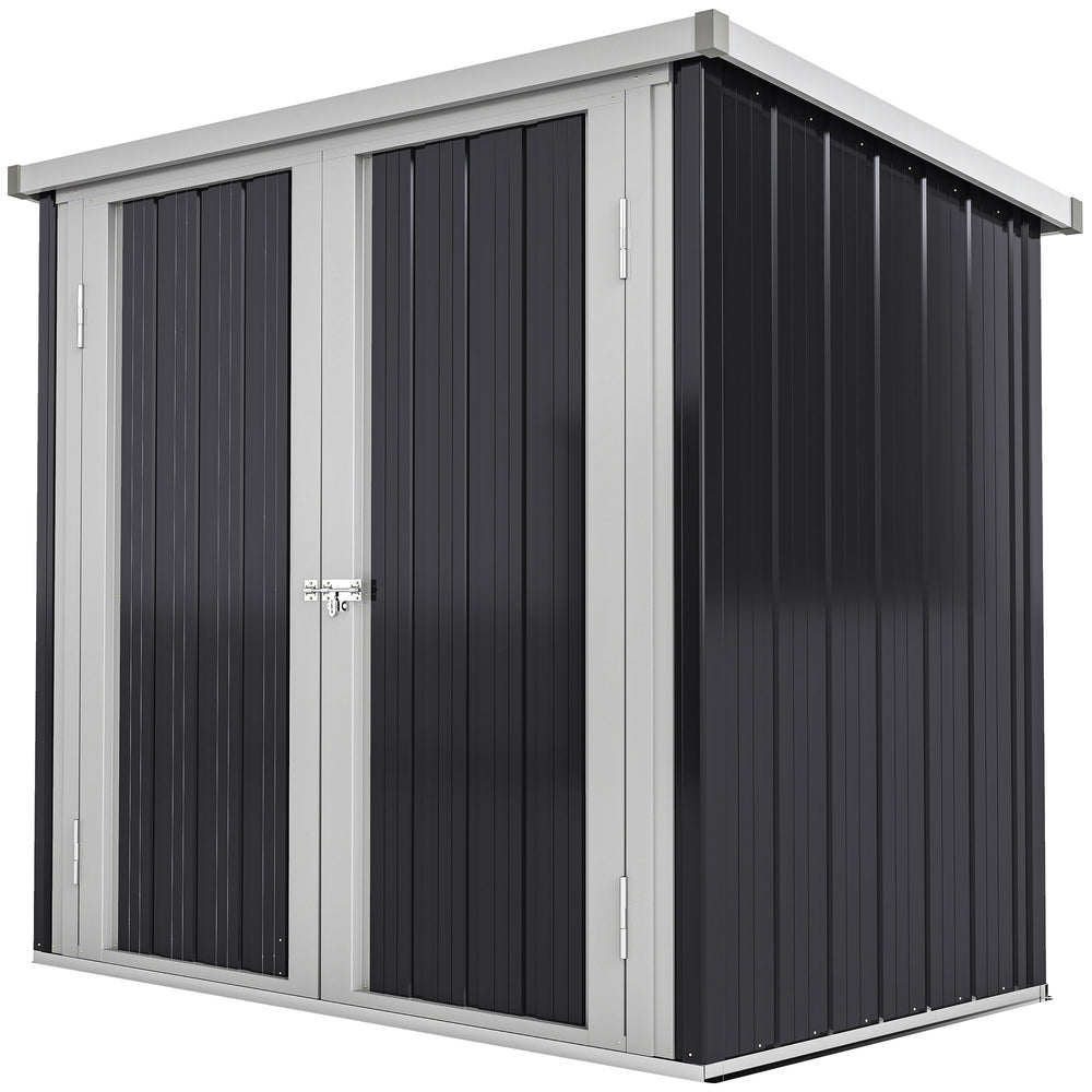 Metal garden shed with double doors, black