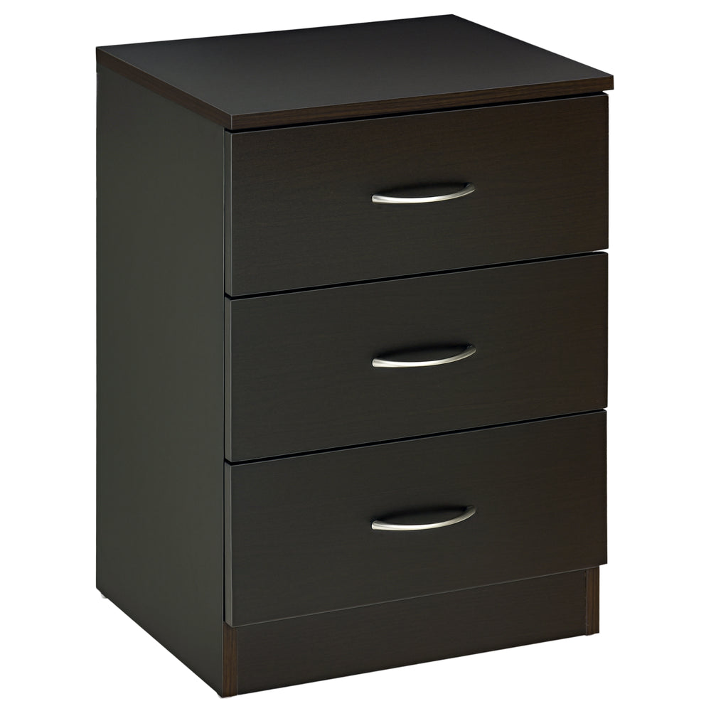 Table de chevet avec 3 tiroirs marron foncé