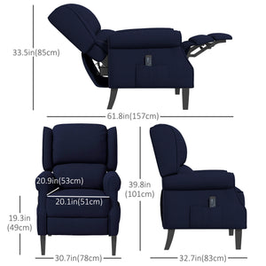 Fauteuil de massage inclinable à dossier relevable, bleu