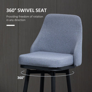 Ensemble de 2 tabourets de bar extra pivotants à 360° au design moderne avec repose-pieds et pieds en acier, gris clair