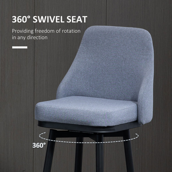 Ensemble de 2 tabourets de bar extra pivotants à 360° au design moderne avec repose-pieds et pieds en acier, gris clair