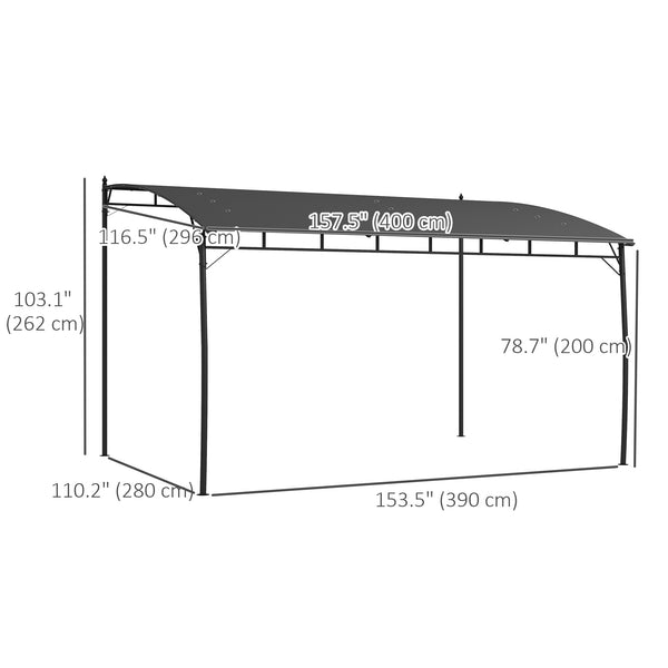 10 x 13 pergola with UV30+ protective fabric and steel frame, dark grey 
