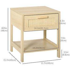 Table de chevet étroite avec éléments en rotin