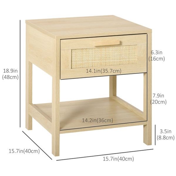 Table de chevet étroite avec éléments en rotin