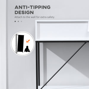 Console moderne avec 2 tiroirs, 2 niveaux avec étagère de rangement, blanc