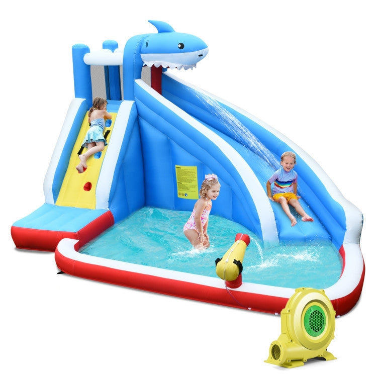 Parc aquatique gonflable 4 en 1 avec toboggan long et souffleur de 735 W