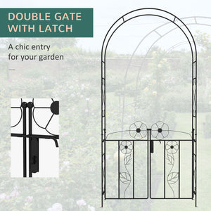 Arche de jardin en métal avec double portail, noir
