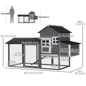 84'' Chicken Coop Deluxe Wooden House Hen Backyard Poultry Hutch Run Box