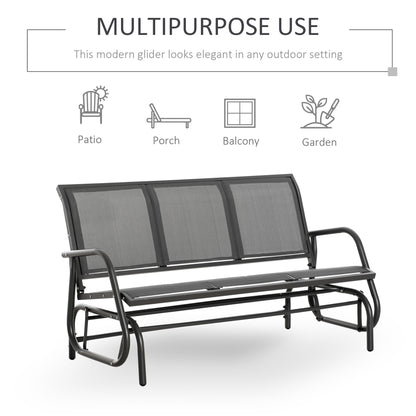 Outsunny 3 Seater Outdoor Rocking Chair, Steel Frame, Fabric Seat for Garden, Backyard, Lawn, Grey