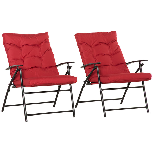 Ensemble de 2 chaises pliantes d'extérieur avec dossier réglable, rouge
