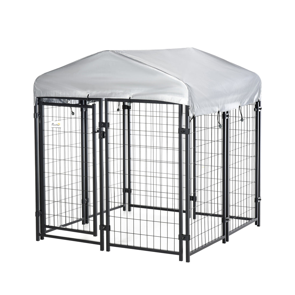 Outdoor Dog Kennel with Waterproof UV-Resistant Cover, 4 x 4 x 4.5 ft