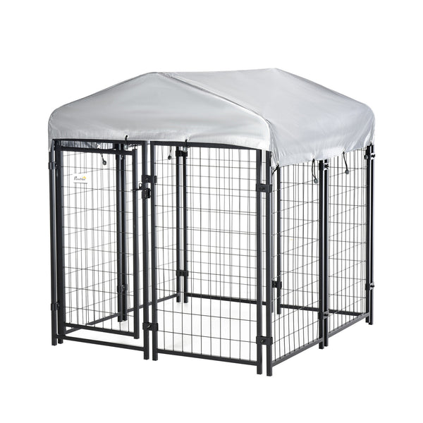 Outdoor Dog Kennel with Waterproof UV-Resistant Cover, 4 x 4 x 4.5 ft