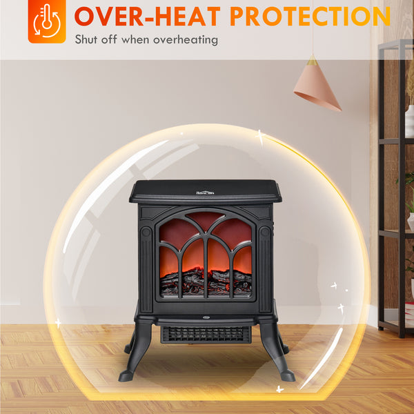 Cheminée électrique autonome avec flamme réaliste 750 W/1 500 W, noir