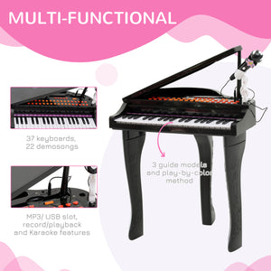 37 Keys Mini Musical Electronic Piano with Mic, Black