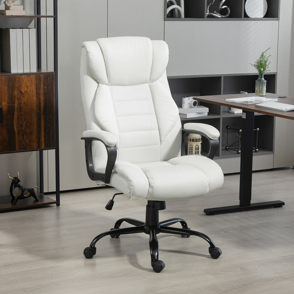 Fauteuil de bureau massant, vibration à 6 points, hauteur réglable, blanc