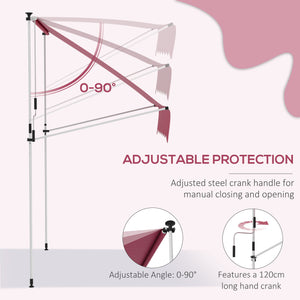 6.6'x5' Manual Retractable Patio Awning Sun Shelter Window Door Deck Canopy, Water Resistant UV Protector, Wine Red