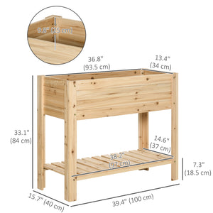 Jardinière surélevée avec étagère de rangement, revêtement de jardin pour terrasse, bois naturel