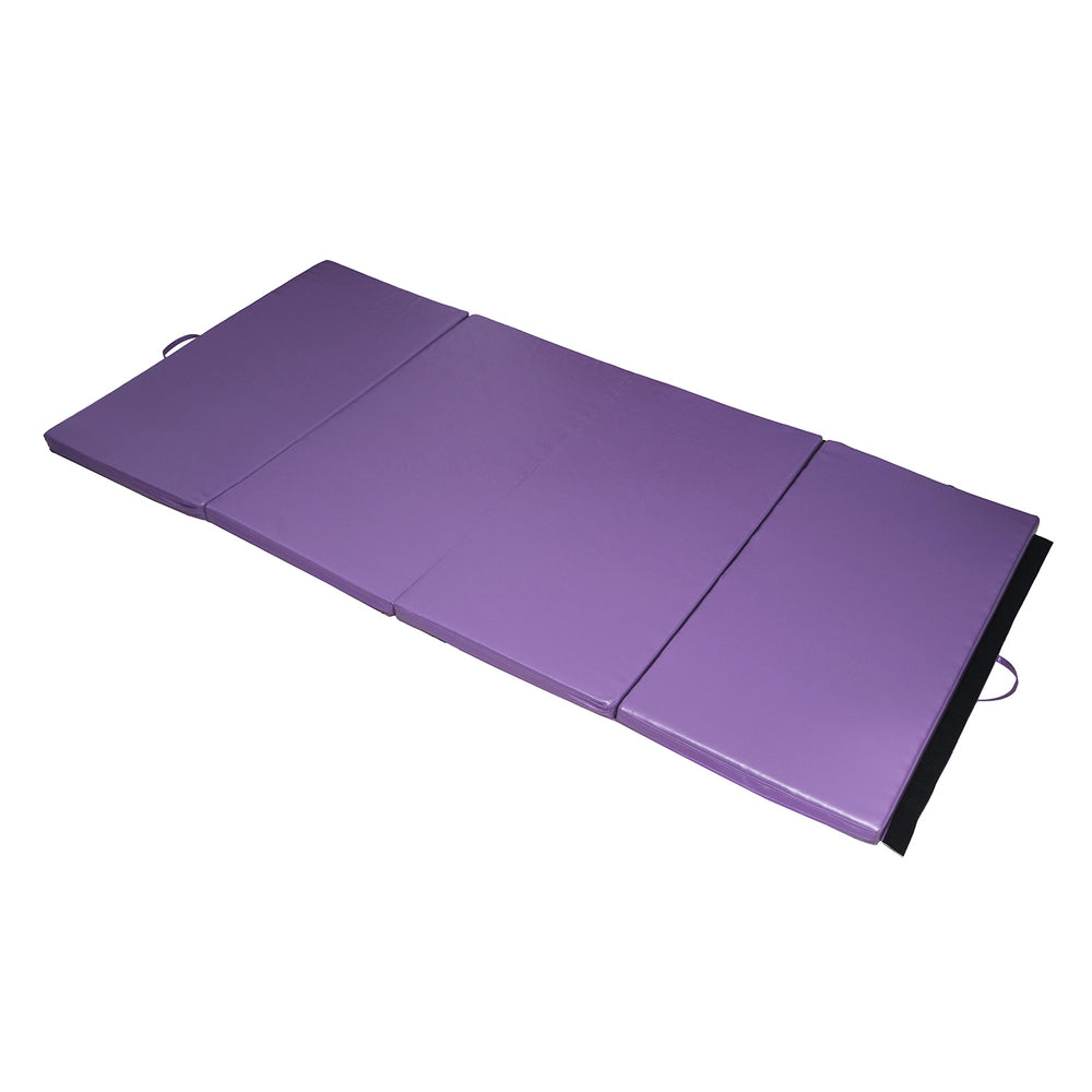 Tapis de gymnastique pliable de 1,22 m x 2,42 m x 5 cm avec poignées de transport, violet