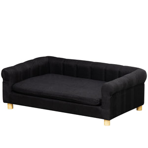 Canapé moderne pour animaux de compagnie de taille moyenne ou grande, avec coussin d'assise amovible, noir