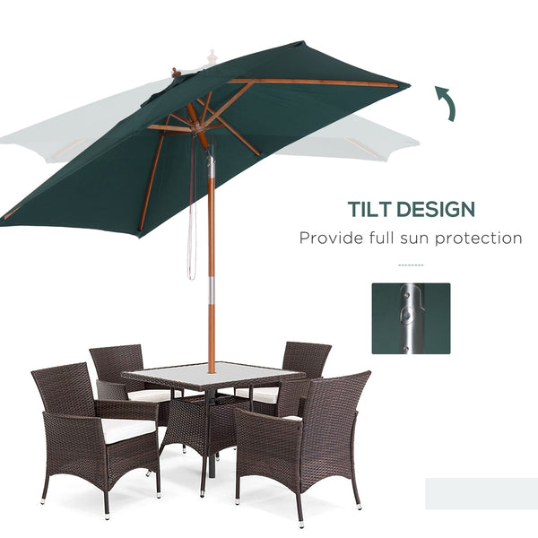 6.6-foot square parasol with tilt mechanism, green 