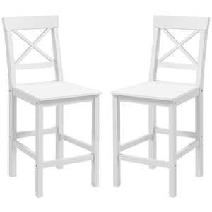Set of 2 wooden bar stools, white