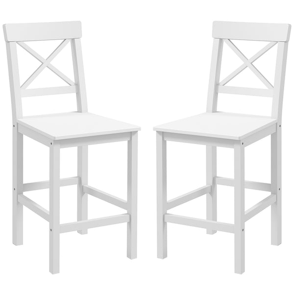 Set of 2 wooden bar stools, white