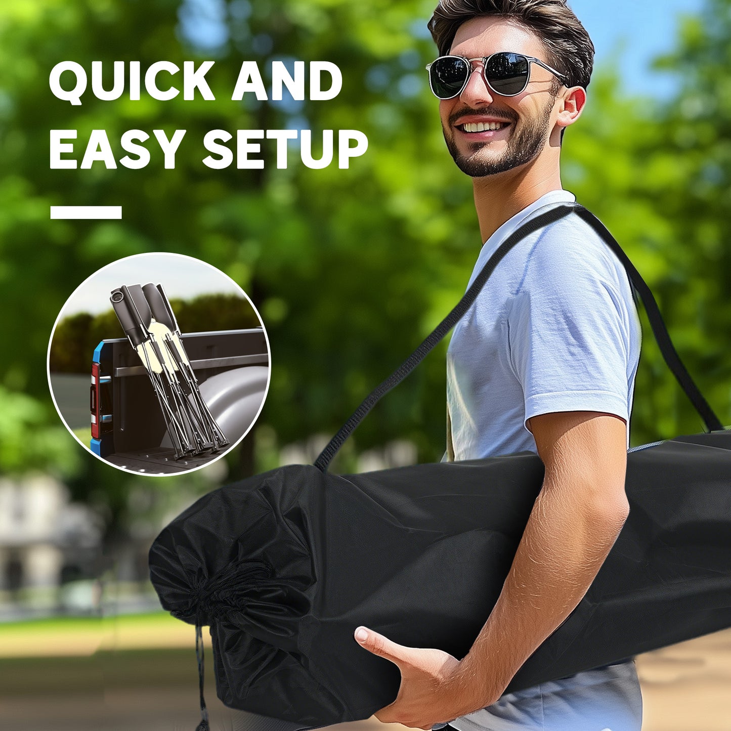 Chaise de camping double avec porte-gobelets et sac de transport, capacité de charge : 250 kg, kaki