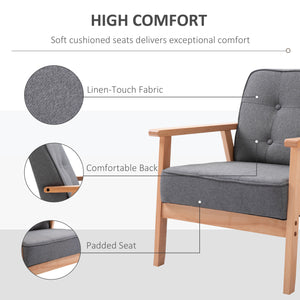 Fauteuil d'appoint avec dossier capitonné en tissu moderne, Gris