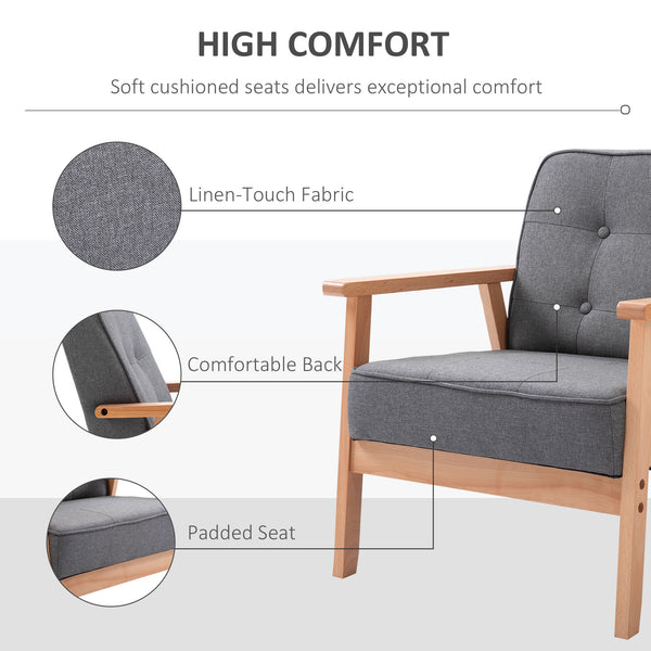 Fauteuil d'appoint avec dossier capitonné en tissu moderne, Gris
