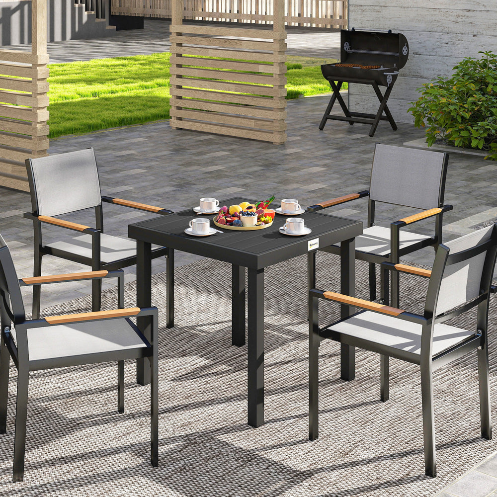Patio Dining Table for 4, Square Aluminum Outdoor Table for Garden Lawn Backyard, Black