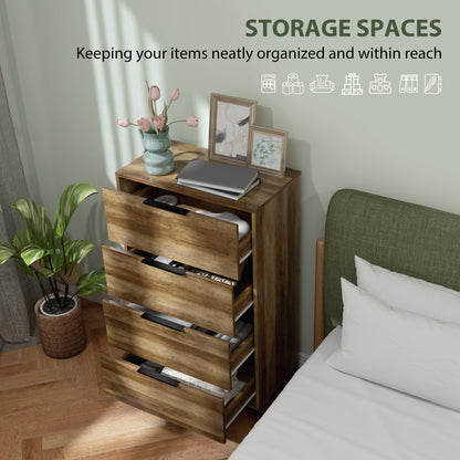 Commode HOMCOM pour chambre à coucher, tour de rangement à 4 tiroirs, commode pour couloir, entrée, placard, couleur naturelle