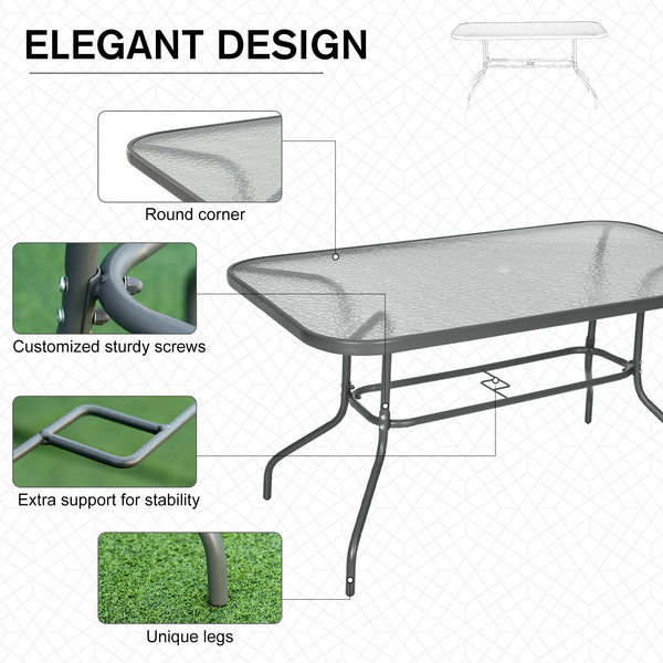 Table de jardin en métal avec trou pour parasol