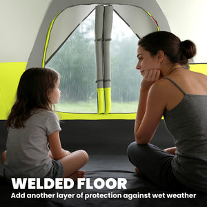 Tente de camping pour 6 à 8 personnes avec double-toit imperméable 2000 mm et sac de transport, verte.