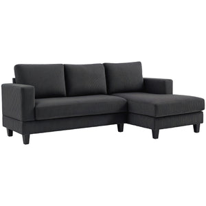 Canapé en L vec méridienne et coussin à ressorts, gris