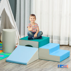 Blocs d'escalade en mousse, bleu/vert