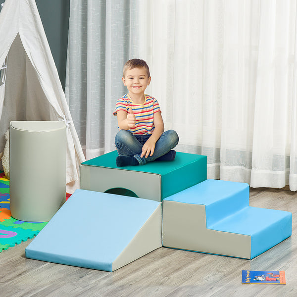 Blocs d'escalade en mousse, bleu/vert