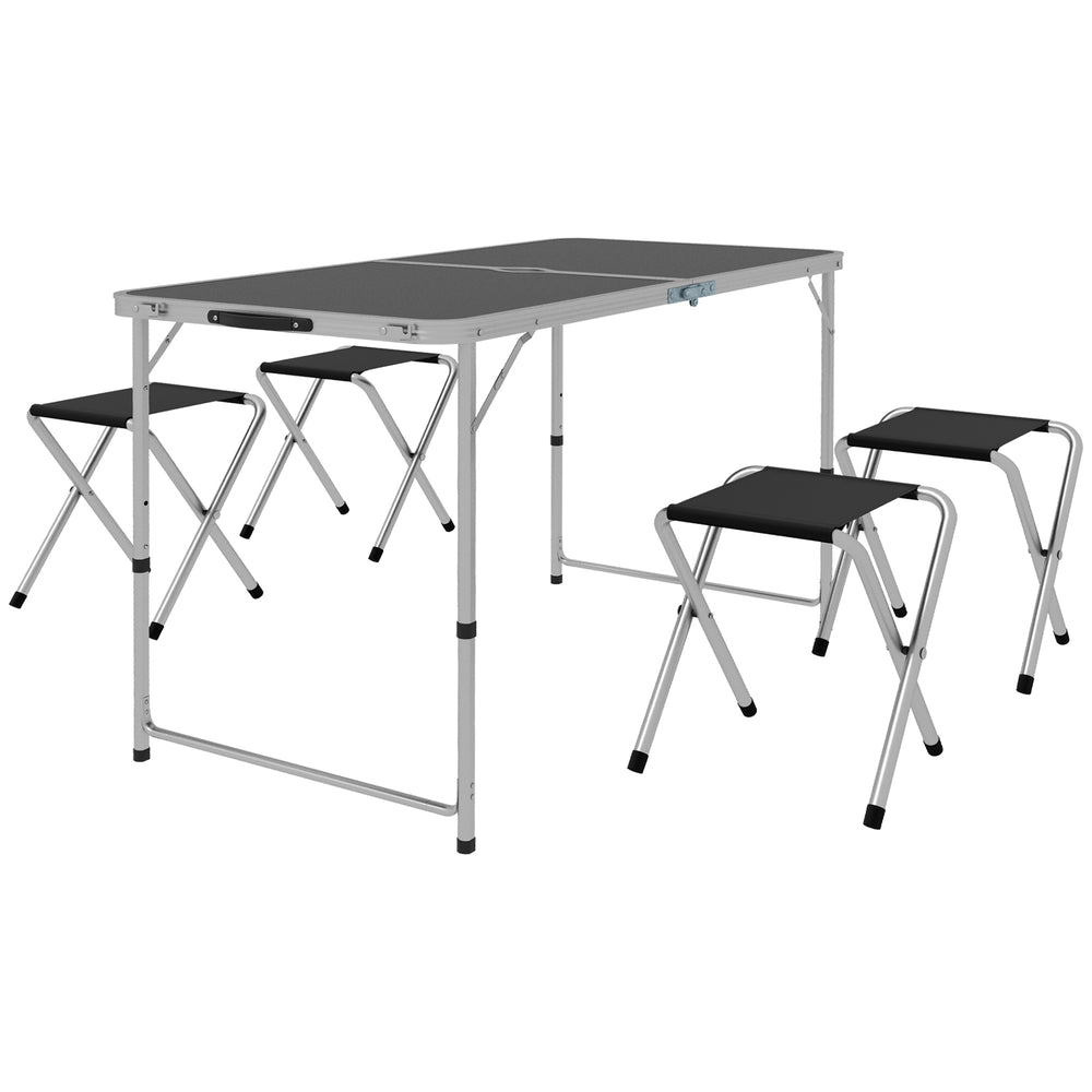Table de pique-nique pliante avec chaises de camping, Noir.