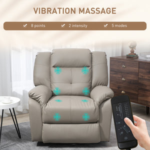 Fauteuil inclinable massant à vibrations 8 points, gris